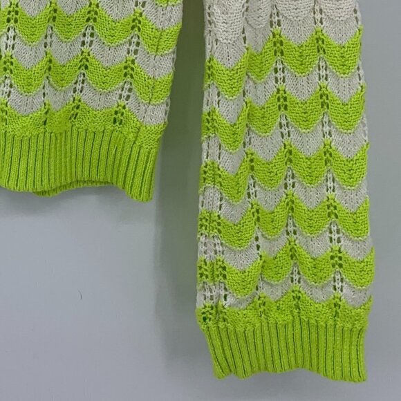 Abound Crew-Neck Pointelle Sweater Ivory/Green XXS - Picture 6 of 8